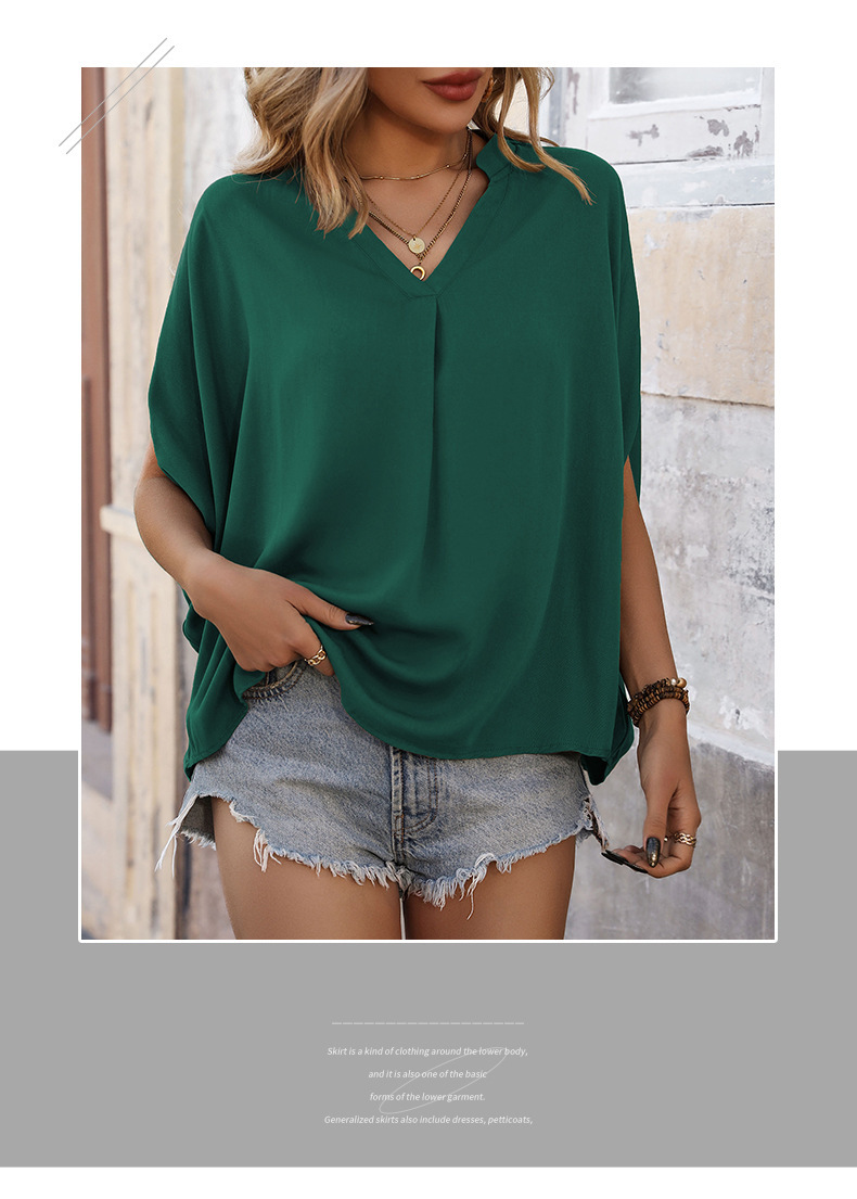 Loose Fit Type Wholesale Women's Vacation Simple Style Solid Color Short Sleeve Blouses