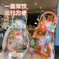 Large-bellied cup water bottle, high-value appearance for girls, heat-resistant, summer, primary school students, children's cute plastic gift cups wholesale
