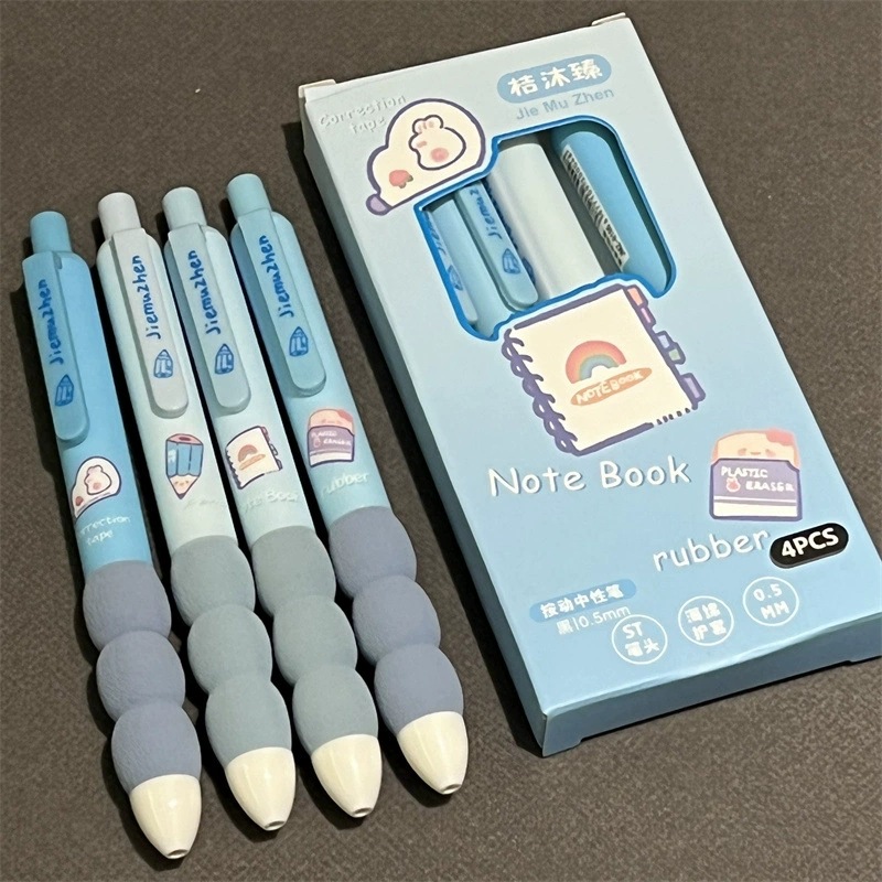 Cute color gradiente de tres secciones cubierta lápiz esponjoso en el viento alto valor de la cara st cabeza negro cepillo de secado rápido lápiz estudiante