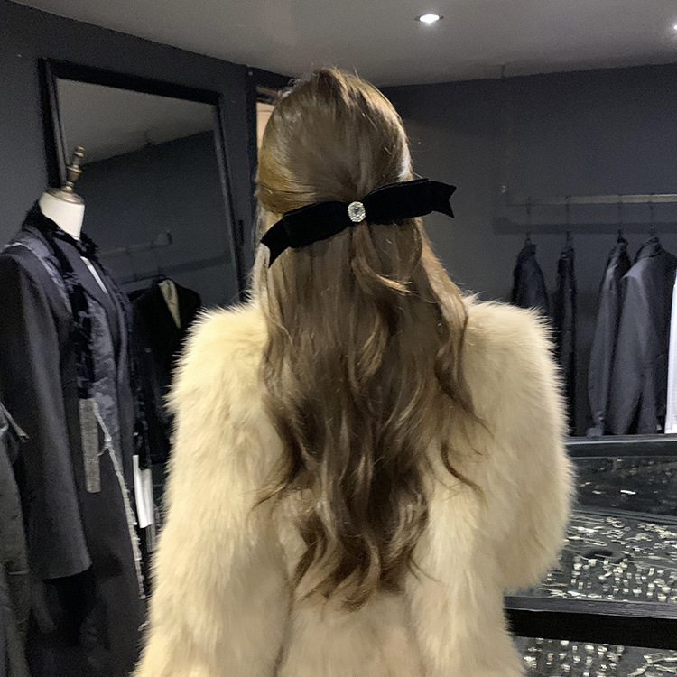 法式秋冬丝绒蝴蝶结发夹女网红后脑勺夹子优雅弹簧夹顶夹气质头饰|undefined