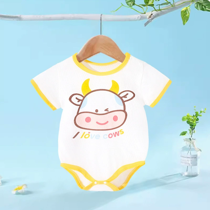 Детский хлопковый боди с коротким рукавом унисекс Y6610/Y6612, тонкий, размеры 66–90 (0–24 мес.)