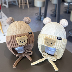 赤ちゃんの帽子秋冬の男の子の女の子のかわいいベアーの耳当て帽子冬の赤ちゃんの頭の保温雷鋒帽子冬