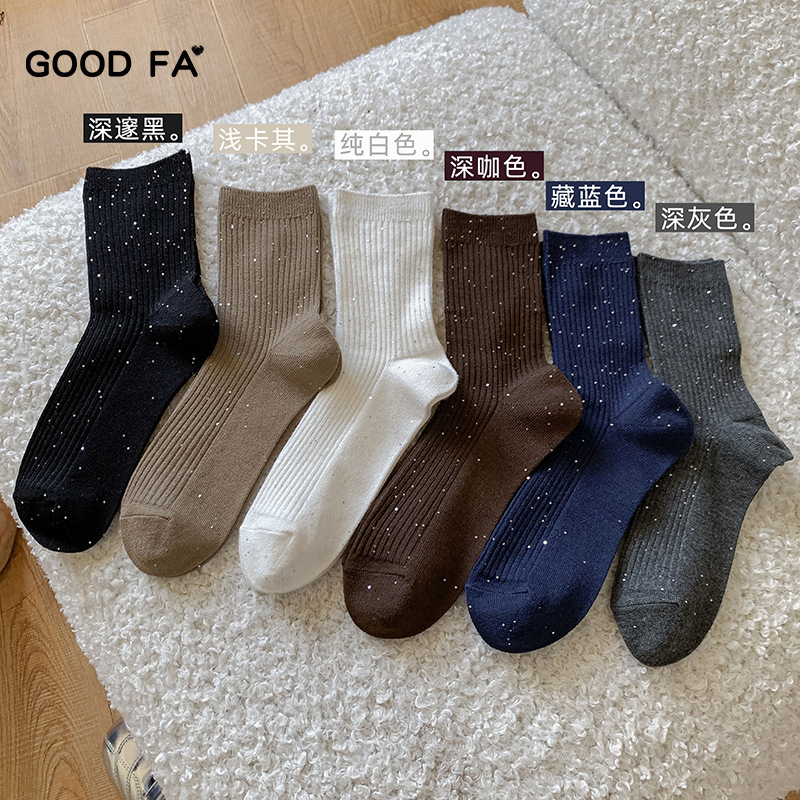 GOOD FA 2025年秋冬细珠片星闪坑条中筒袜 25758|undefined