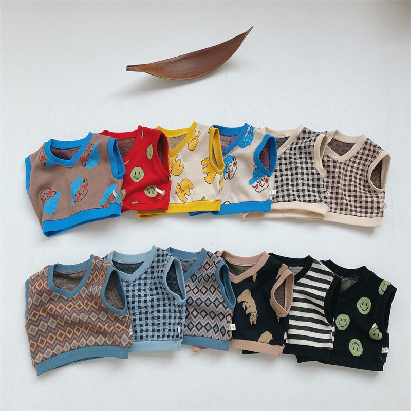 Children's Vest Korean Style Children's Clothing Baby Knitted Vest Sweater Boys And Girls Baby Sweater Vest Autumn Sweater