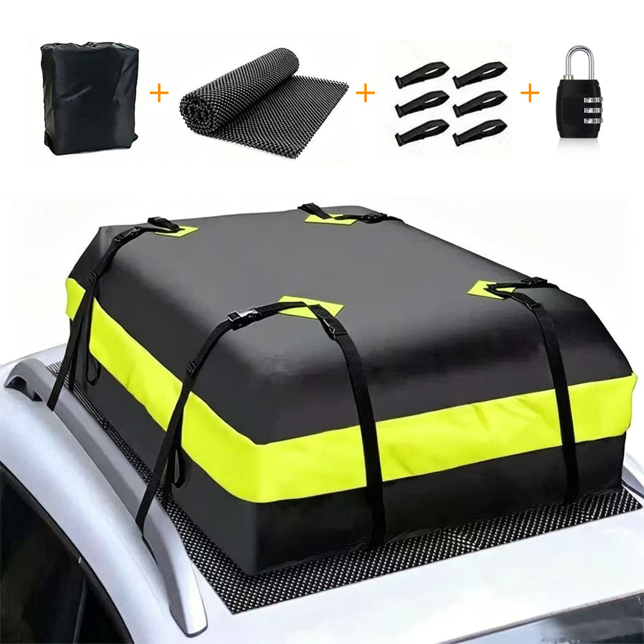 Cross-border thickened roof bag made of 450D Oxford fabric for self-driving camping, car roof storage bag, waterproof luggage bag for self-driving trips