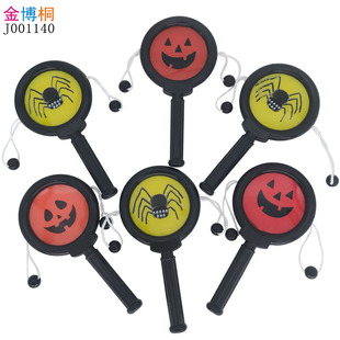 Cross-border pumpkin expression rocking drum Halloween Party children's gift toy ghost festival Spider hand drum mini Wave Drum