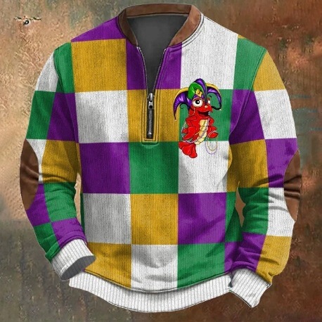 New cross-border Amazon and Shopee 3D printed stand-up collar long-sleeve Christmas men's street style 2026 zip-up polo shirt New cross-border Amazon and Shopee 3D printed stand-up collar long-sleeve Christmas men's street style 2026 zip-up polo shirt