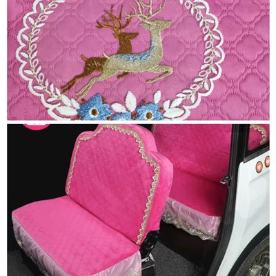 Zongshen Huaihai Jinbo Jindi four-wheel: Electric car cushion - thickened-dutch-velvet-in-pink-color