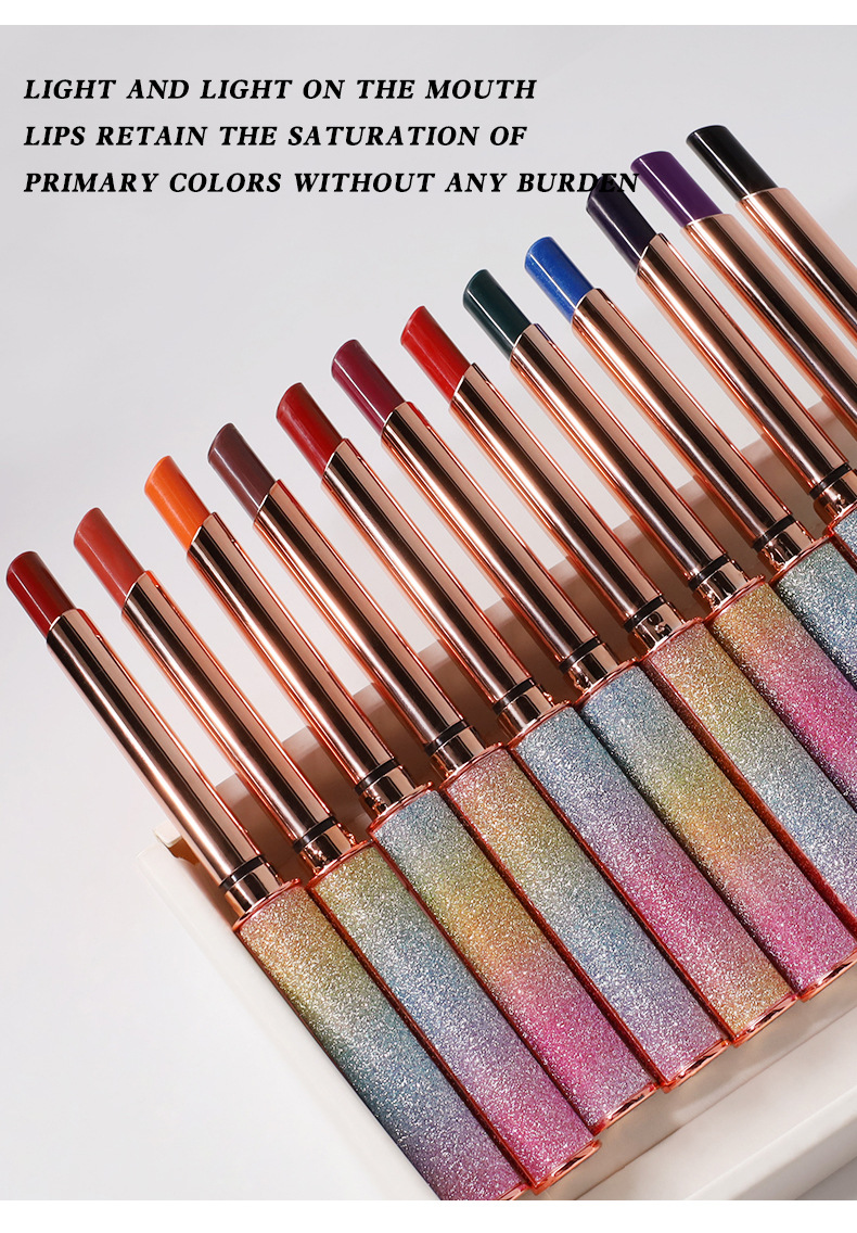 VIBELY Foreign Trade Starry Sky Shining matte Lipstick, non-stick cup, non-fading, small diamond heel Lipstick, cross-border wholesale undefined
