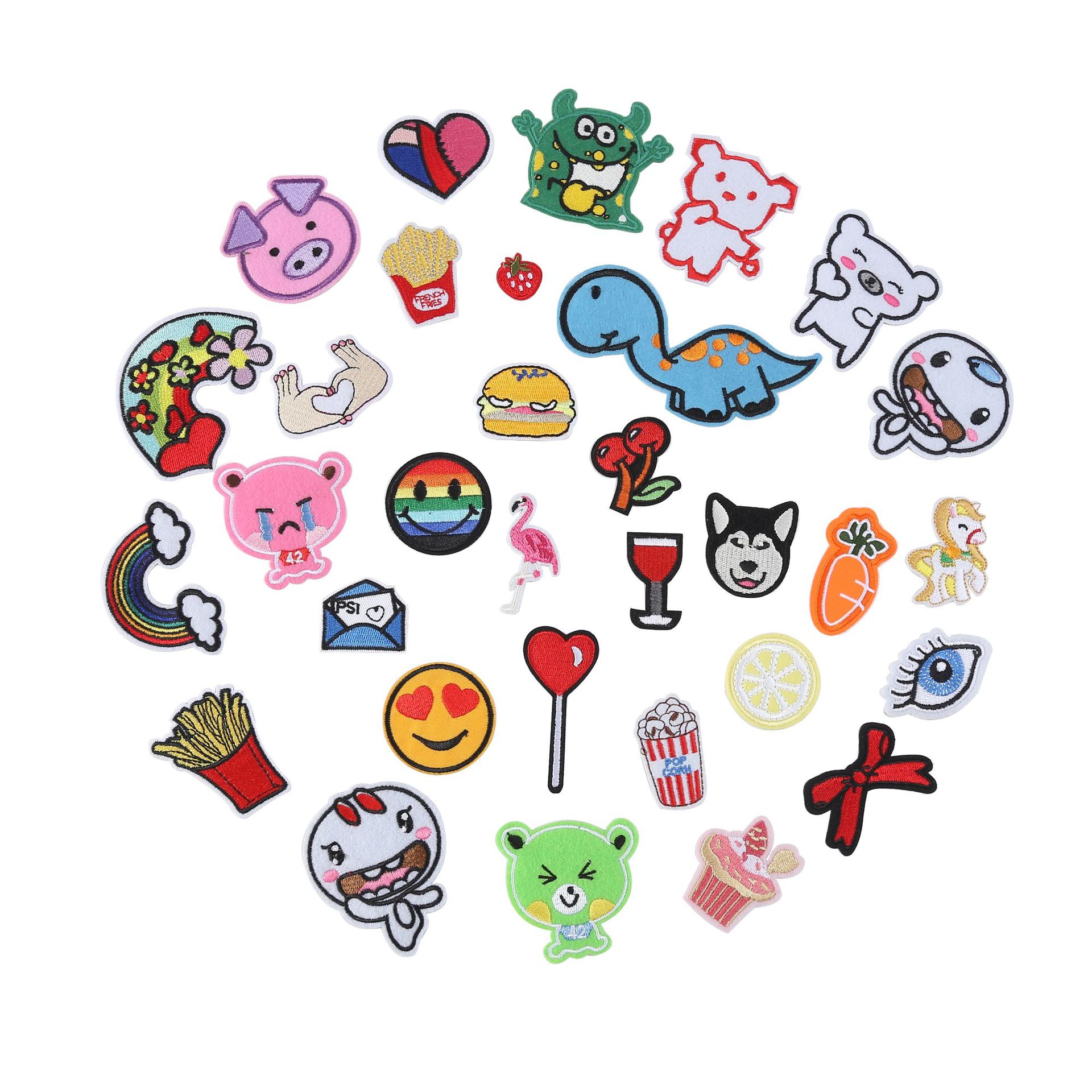 Lugar de fábrica de origen a juego de dibujos animados bordado de flores pegatinas de tela ropa de bricolaje decoración planchado parche pegatinas transfronterizas