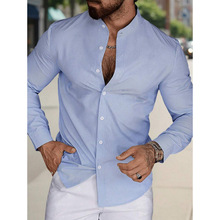A 33415 Linen solid men's shirt ���鴿ɫ�г����羳����ͨ
