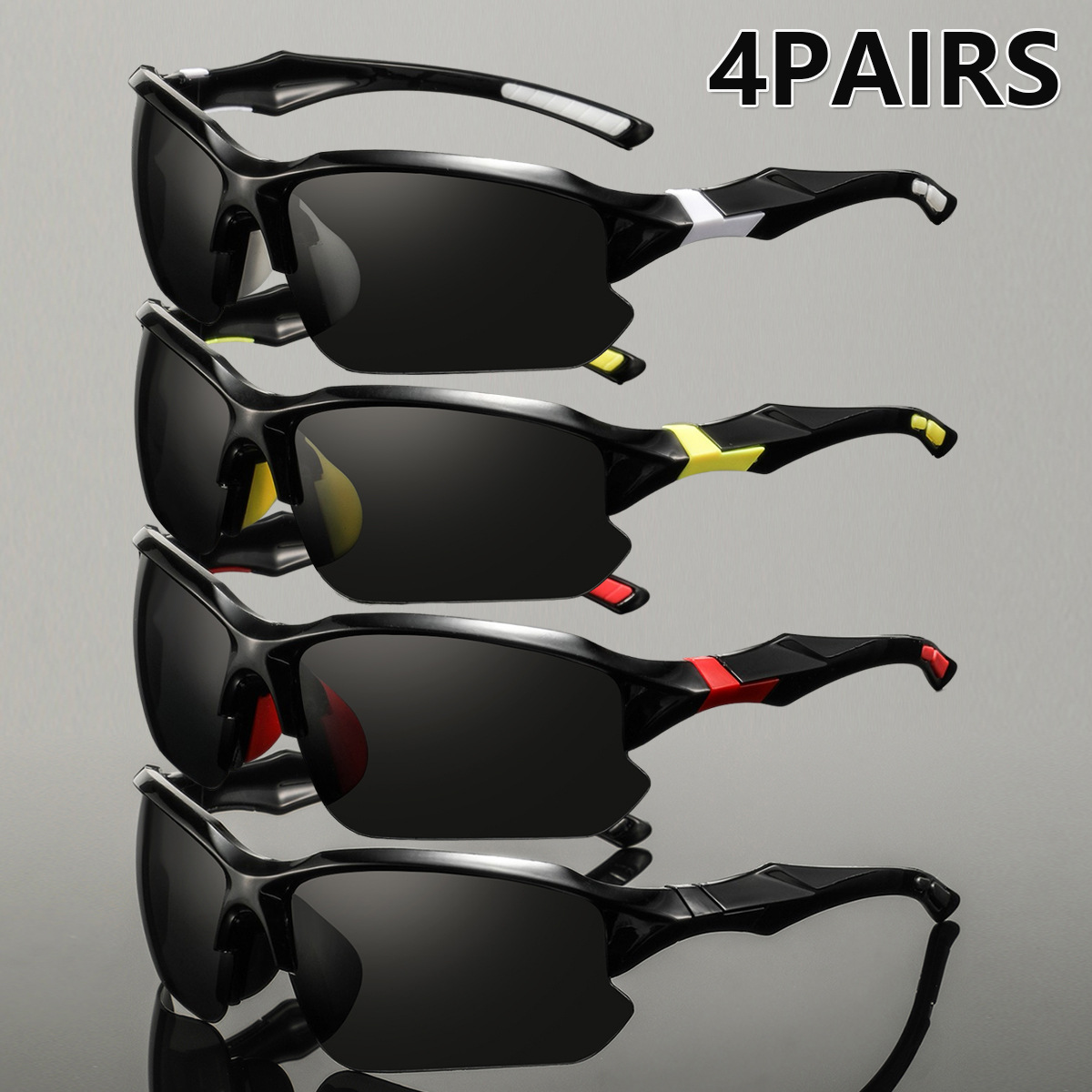 Trendy Color-Block Sports Sunglasses, Fashionable Half-Frame Goggles