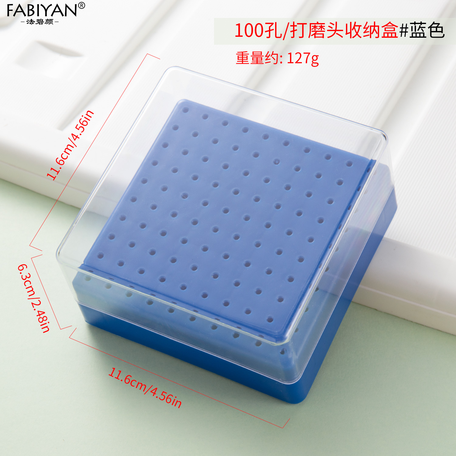 Nueva caja de almacenamiento de cabezal de molienda de 30 agujeros con cepillo de limpieza caja vacía herramientas de uñas de cerámica de acero de tungsteno dividido a prueba de polvo