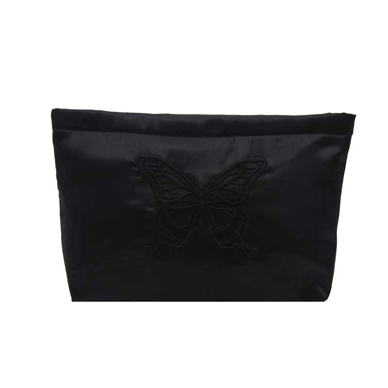 Bolsa de maquillaje mariposa de bordado, bolsa de almacenamiento Jacquard de gran capacidad para productos de cuidado de la piel, bolsa de lavado portátil para viajar, bolsa interior de viaje