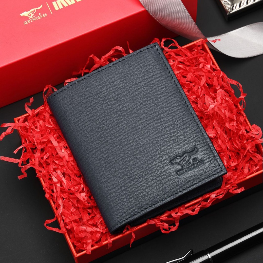七匹狼男士钱包加厚短款大容量头层牛皮横款钱夹证件包卡包礼盒装