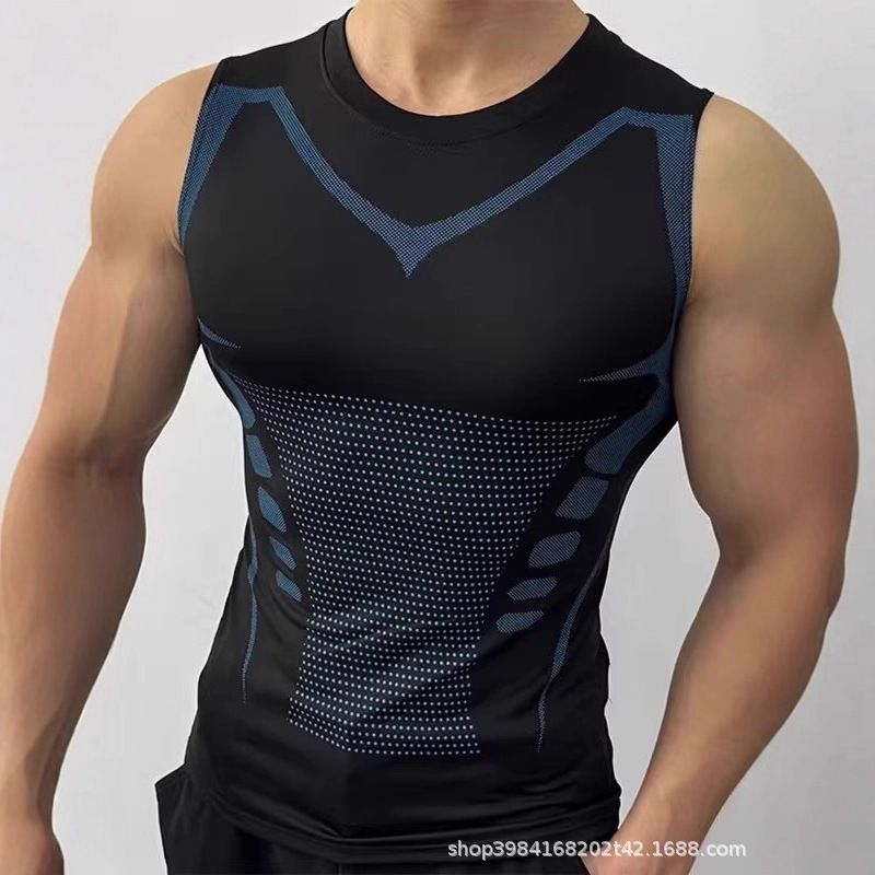 Quick-Drying Sports Vest Men's Basketball Training Tights Bottoming Quick-Drying Elastic Wide Shoulder Breathable Vest Quick-Drying Clothing Quick-Drying Sports Vest Men's Basketball Training Tights Bottoming Quick-Drying Elastic Wide Shoulder Breathable Vest Quick-Drying Clothing