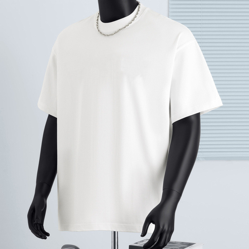 400g Heavy Trendy Brand Shoulder Short-sleeved T-shirt Men's Joker Loose oversize European and American ins Lovers Base Shirt