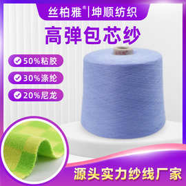 现货28S/2有色高弹包心纱无结头适用针织机织服装供应混纺纱线