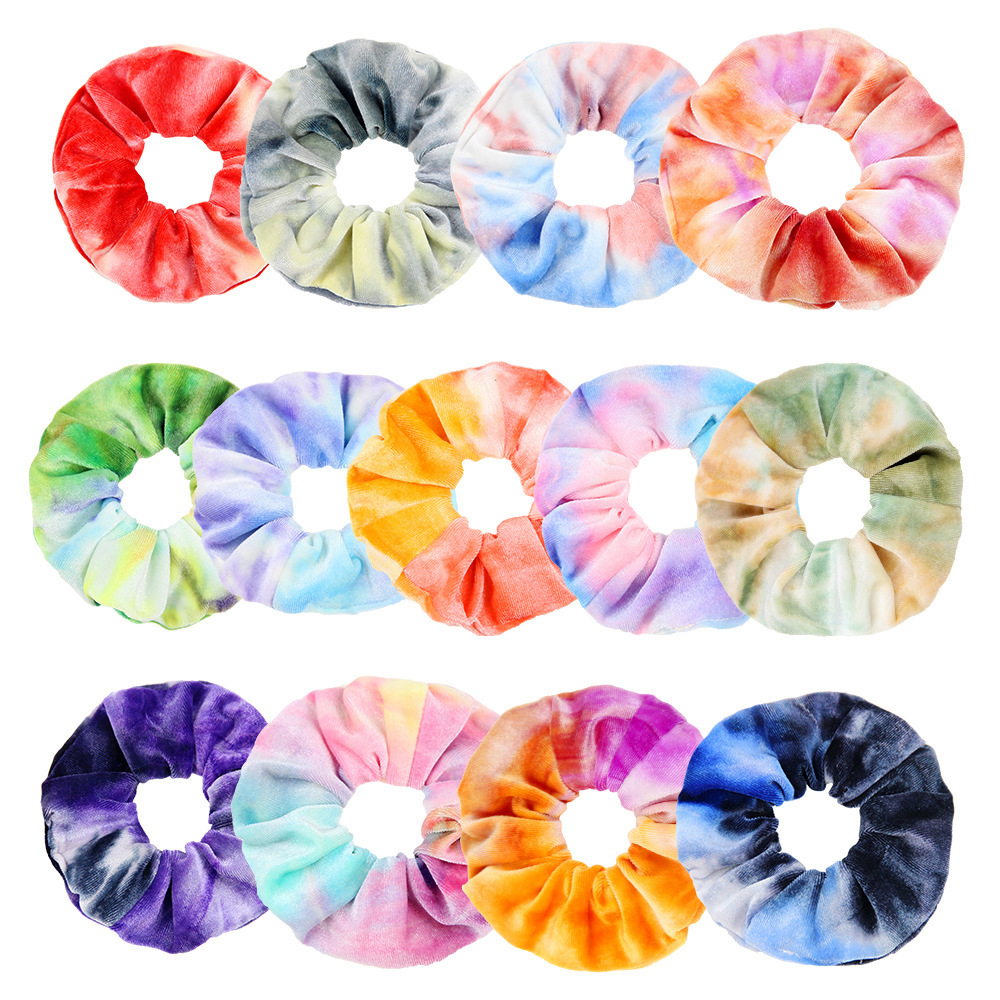 Korean Style Velvet Tie-dye Hair Rope Rubber Band Wholesale display picture 1