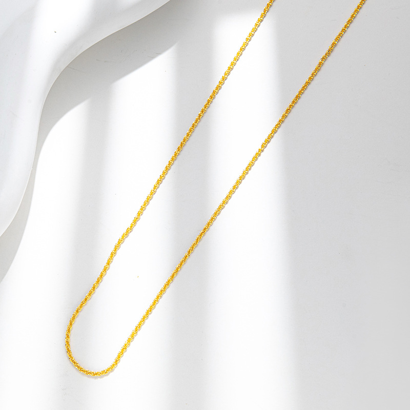 Copper plated genuine gold M button caterpillar Fried Dough Twists necklace women's clavicle element chain DIY versatile_voghion.com