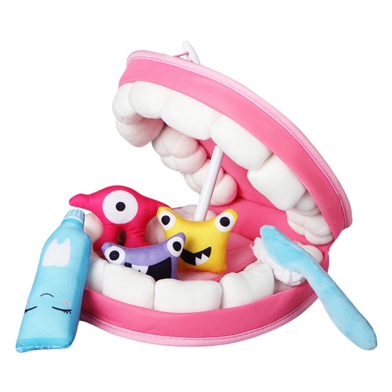 Aipinqi dientes bacterias juguetes bebé jugar casa médico juguetes niños temprano enseñanza cepillado niños material didáctico