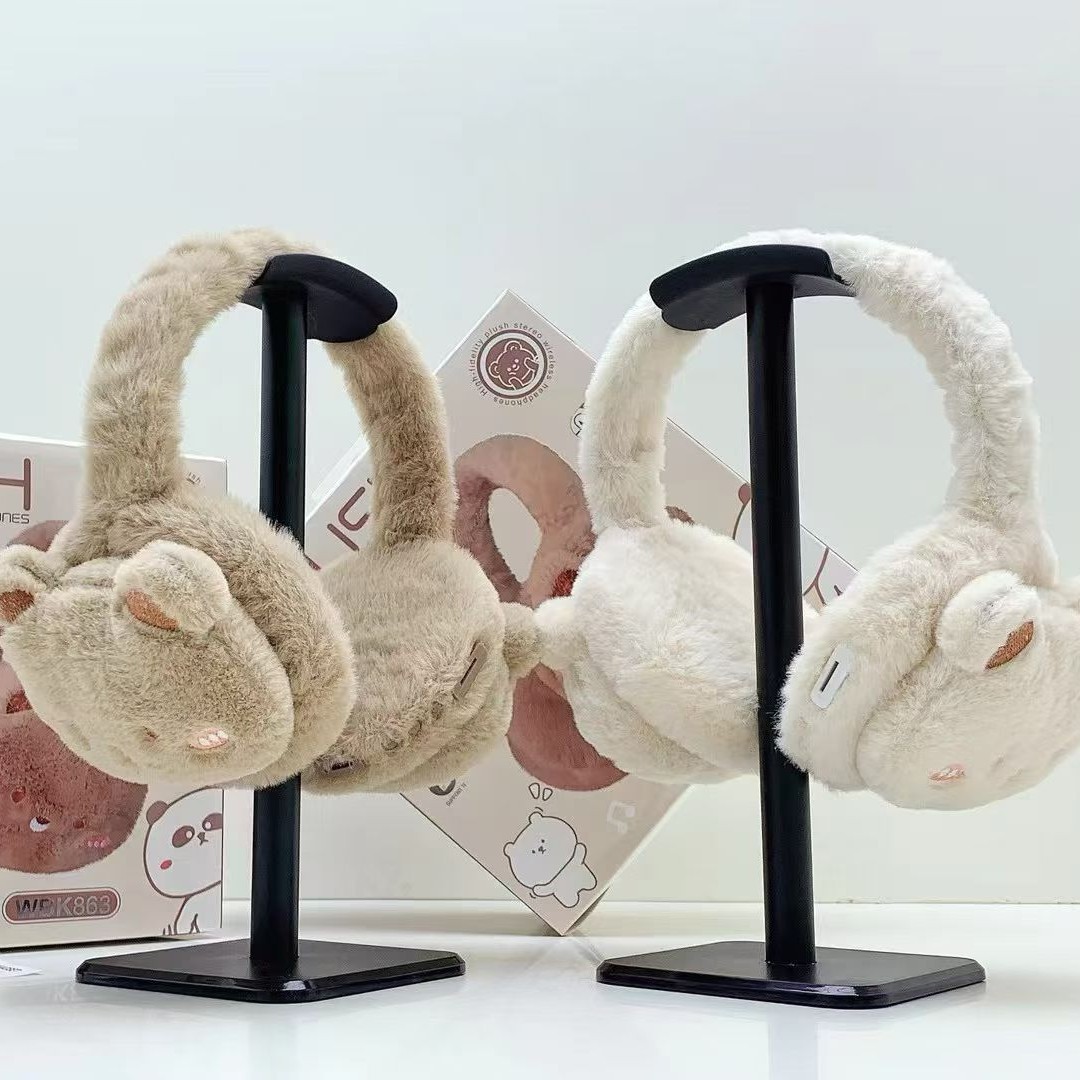 WBK863 dibujos animados creativos todo incluido auriculares de peluche auriculares Bluetooth regalo inalámbrico dibujos animados auriculares para niños