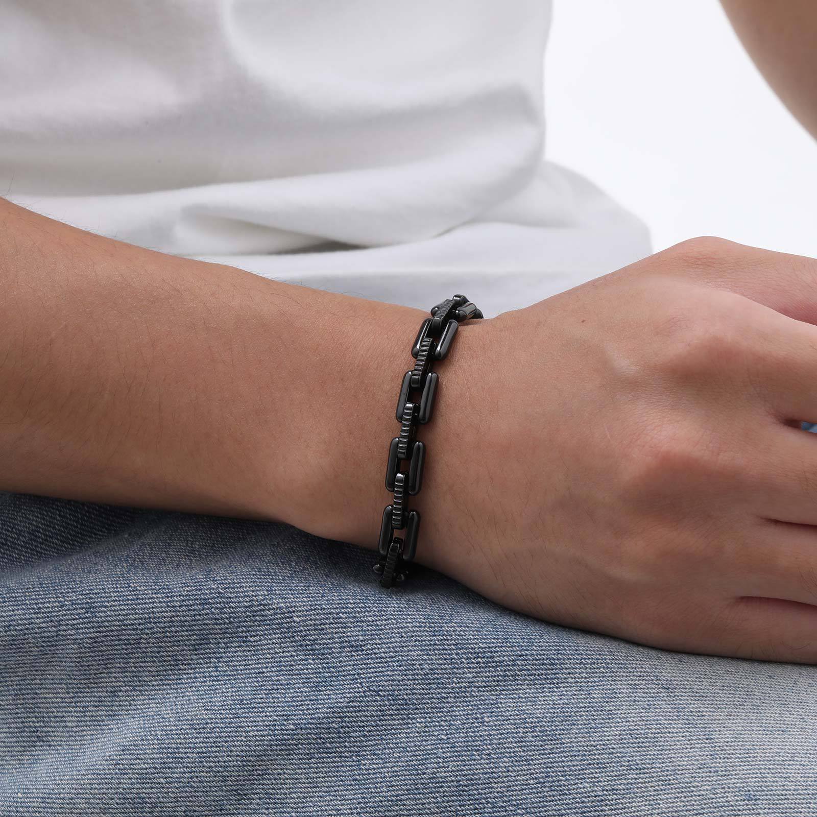 33g Weight Bracelets Classification Stainless Steel Chain Material 1 Piece Quantity Daily Occasion Stainless Steel Material Solid Color Pattern All Seasons Season Men's Gender Polishing Design Casual, Hip-Hop Style Casual Hip-Hop Solid Color Stainless Steel Polishing Men's Bracelets Men's Chain Bracelets 6