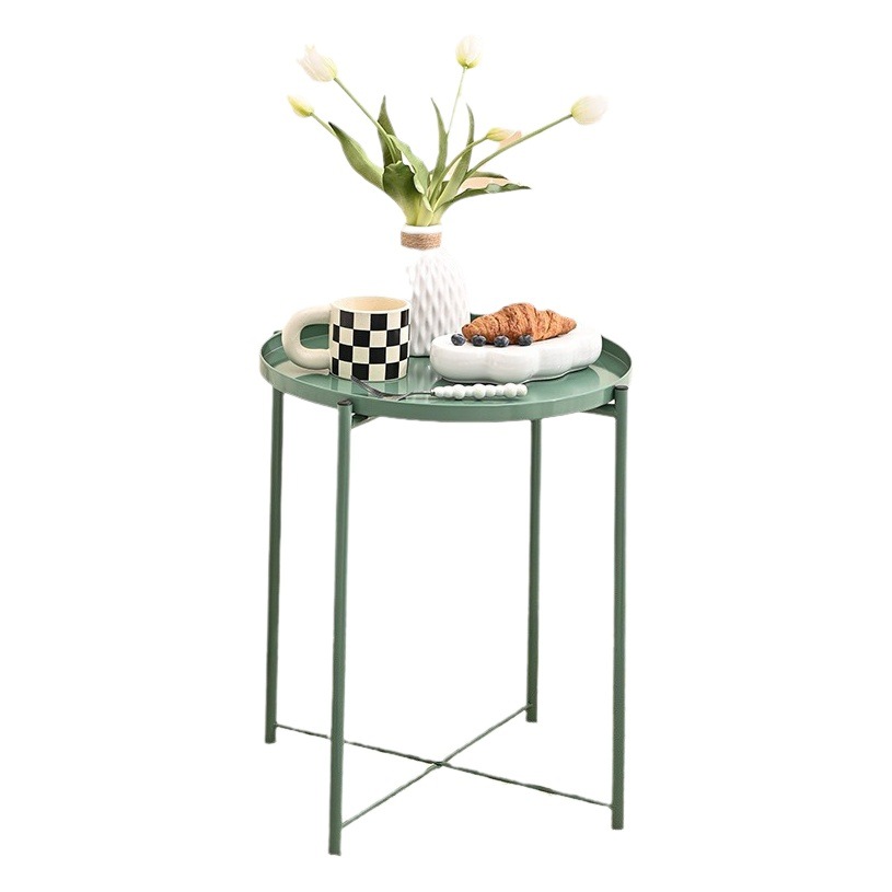 Hierro nórdico sin anillo de hierro bandeja extraíble Mesa sofá mesita de noche mesa de esquina moderna simple luz de lujo pequeña mesa redonda