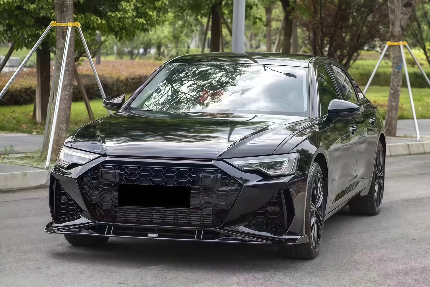 Suitable for 19-26 Models of Audi A6L Front Bumper Modification and Upgrade to Rs6 Front Bumper, Front Grille, Front Lip