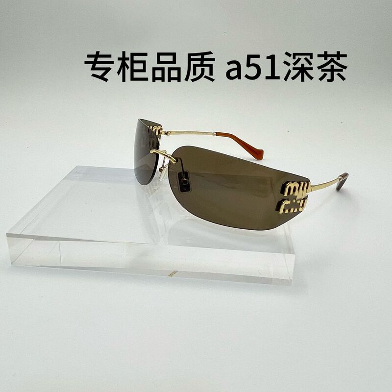 Accurate and Error-Free Version of the Real Shot of Miaojia A51 Sweet and Cool Sexy Metal Rimless Sunglasses Curved Sunglasses