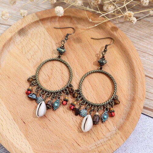 Handmade retro bohemian ethnic style earrings, feminine holiday tassel earrings, Thai long personalized earrings