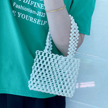 新品ins网红迷你珍珠包亚克力串珠镂空包清新甜美女士晚宴手提包