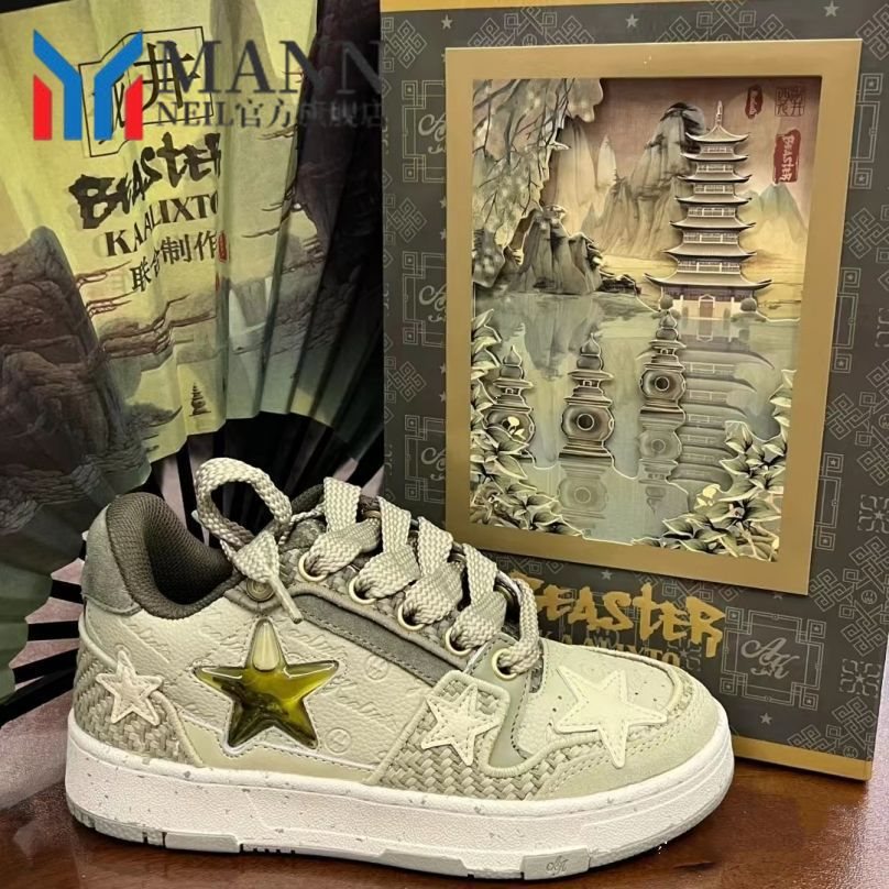 Nicho original Guochao West Lake Longjing Star zapatos bajos de altura zapatos de skate transpirables pareja zapatos casuales para mujeres