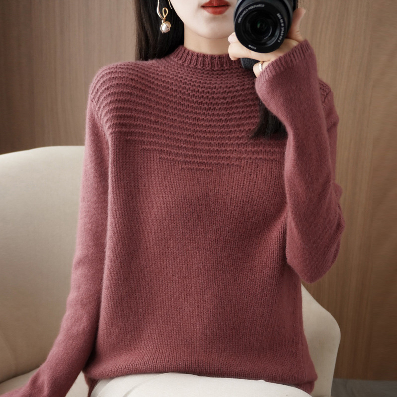 Woolen demi-season solid color keep warm knitted sweater
