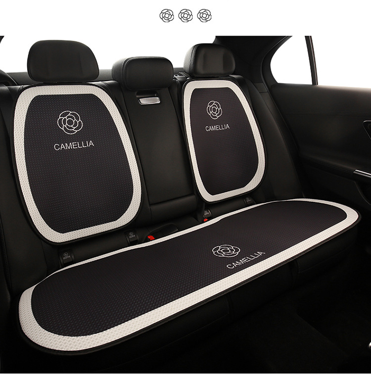 Camellia Car Cushion Universal Four Seasons Black Seat Cushion Fabric Seat Cover Half Bag Seat Cover Car Non-Slip Car Cushion