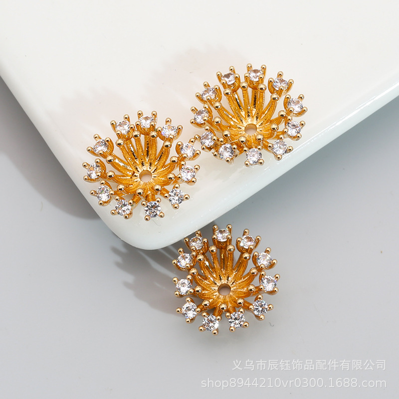 15mm inlaid colorful zircon flower heart gold-plated high color retention diy antique hairpin headdress clothing accessories