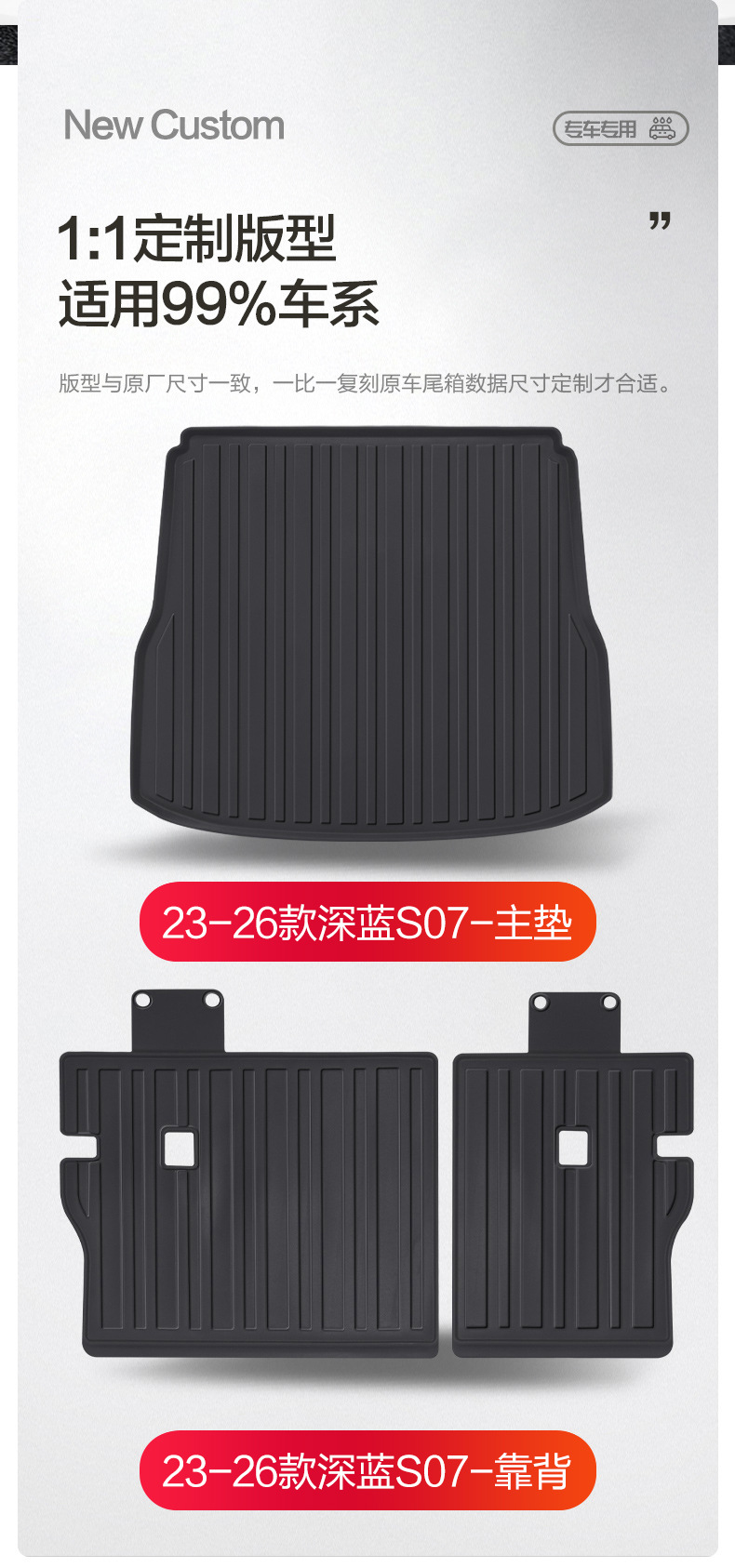 Suitable for Changan dark blue S07 Trunk Mat Special Decoration Auto Accessories Interior Modification Accessories TPE Tail Mat