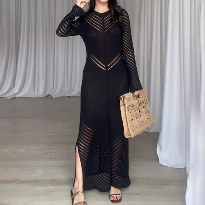Damen Strickkleid Mit Rundhalsausschnitt Für Den Herbst_voghion.com