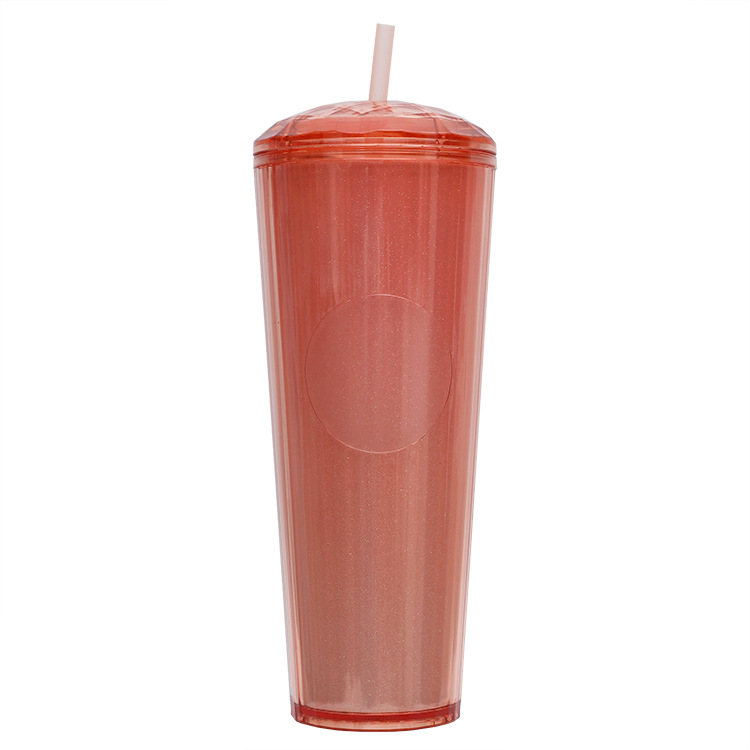 Suministro directo de fábrica nueva taza de bebida directa taza de agua spot taza de paja taza de plástico creativo femenino de verano taza de bebida fría portátil