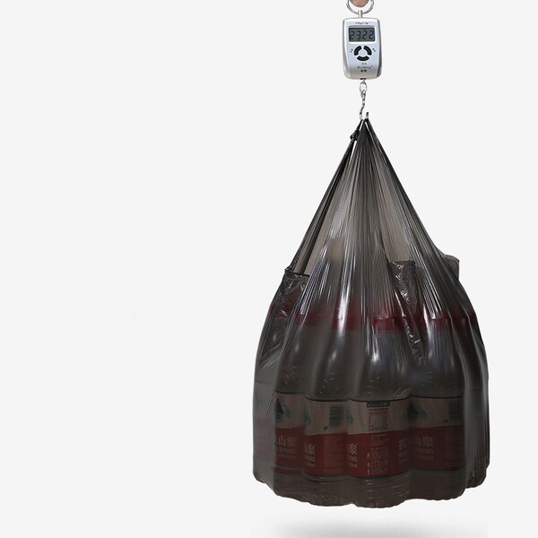 Black handheld capacious garbage bag