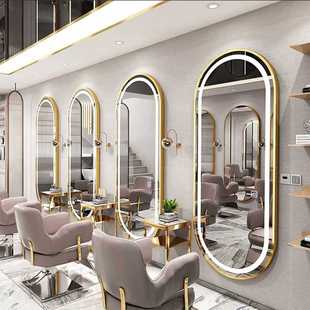 ✅ Simple Barber Shop Mirror, Hair Salon Internet Celebrity Mirror with Light, Trendy Wall-Mounted Single-Sided Hair Salon Mirror Can Be Customized