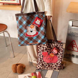 时尚双面帆布袋手提帆布包大容量杂物袋轻便折叠新款潮通勤单肩包