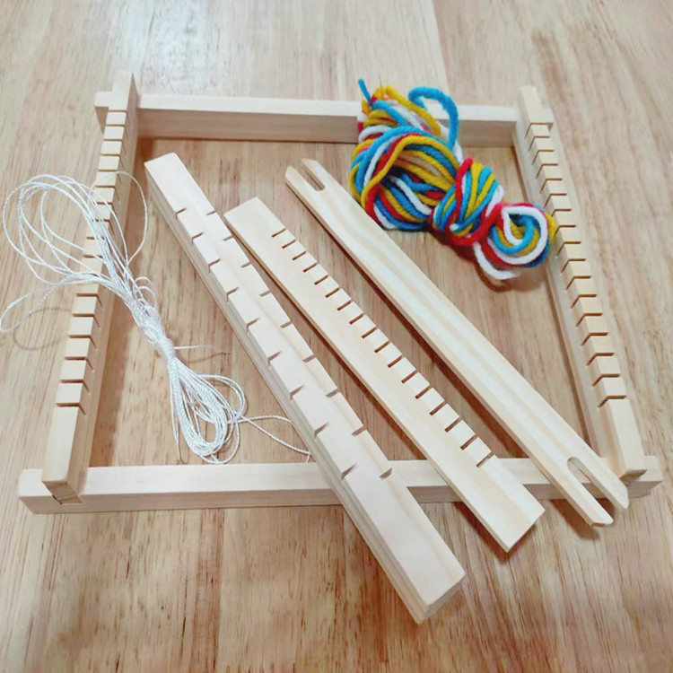 Technology small production children's weaving machine diy handmade wool knitting machine educational wooden toys factory direct sales