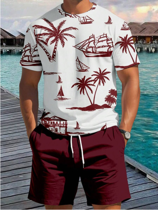 クロスボーダーホットスタイルヨーロッパとアメリカのファッションTシャツレタープリント夏のストリートルーズカジュアルショーツヒップホップスポーツスーツ|undefined