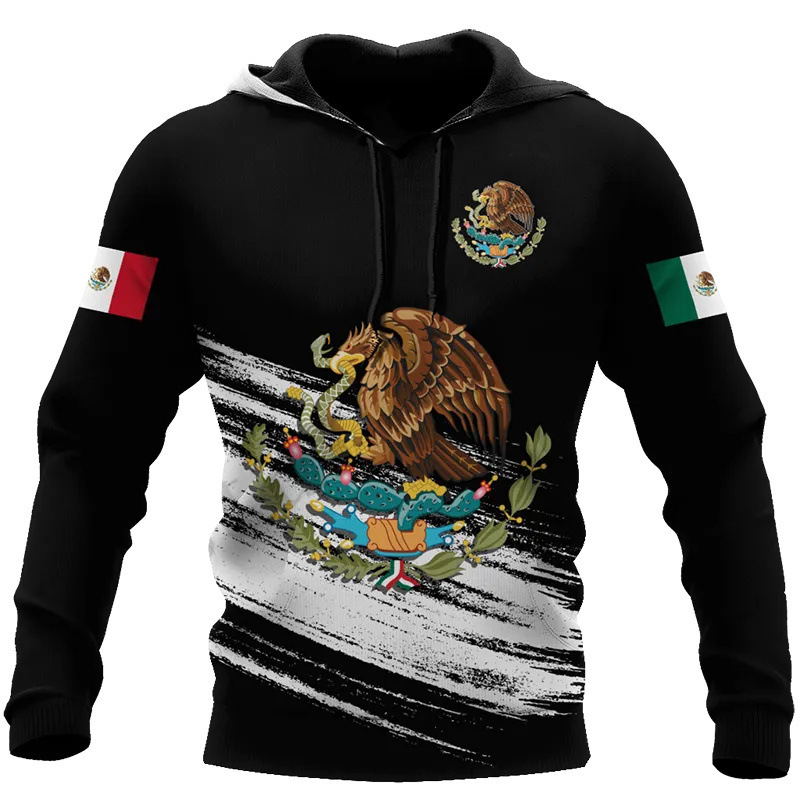 2023 Foreign Trade European and American Men's Sweatshirt with Mexican Logo, 3D Printed, Autumn and Winter Hooded, Wholesale, Casual and Versatile