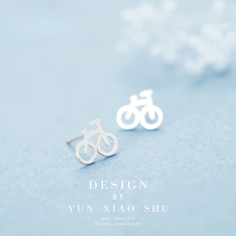 Bicycle Stud Earrings In Pure Silver For Women Simple And Versatile_voghion.com
