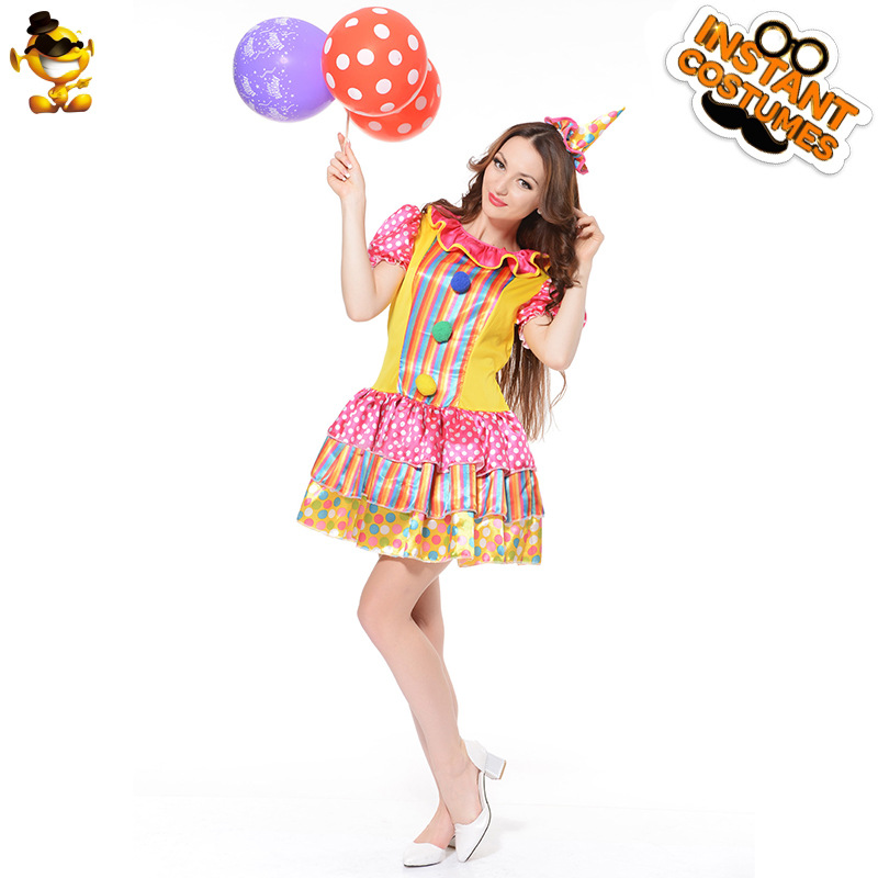 Las mujeres adultas fiesta feliz traje de circo payaso carnaval Parque de Atracciones payaso