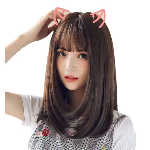 Mengfei wig shawl short hair female bobo short hair medium and long curly hair wig simulated hair round face wig