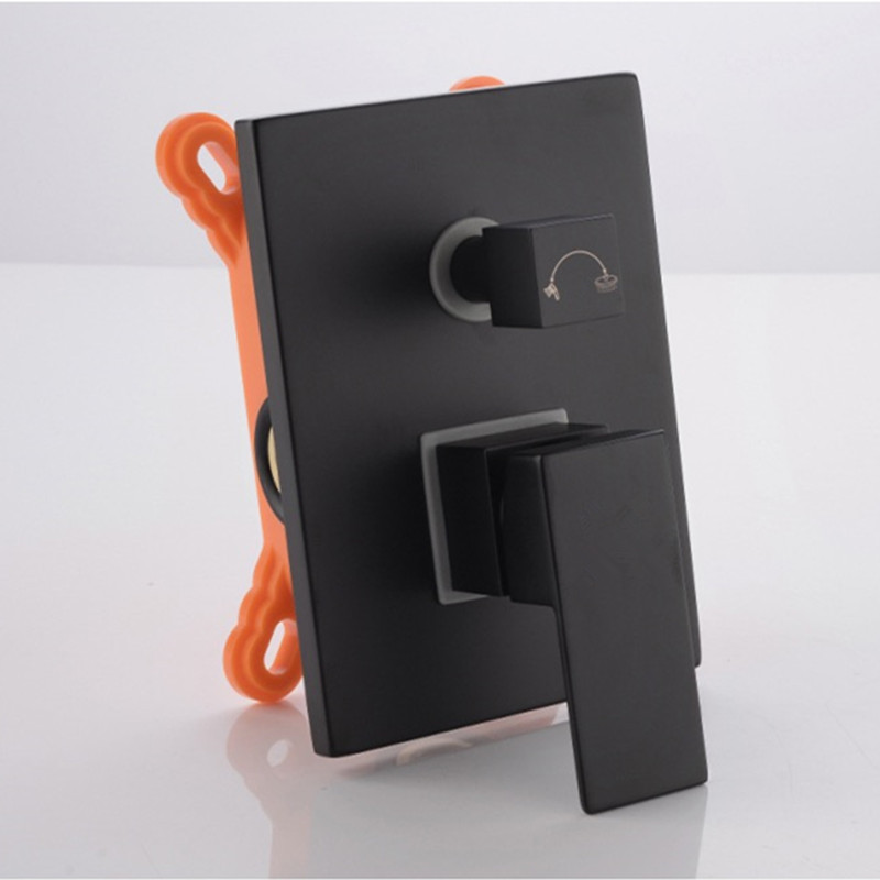 Juego de ducha de ducha oculta cuadrada negra grifo de ducha empotrado ducha fría y caliente incrustada oculta