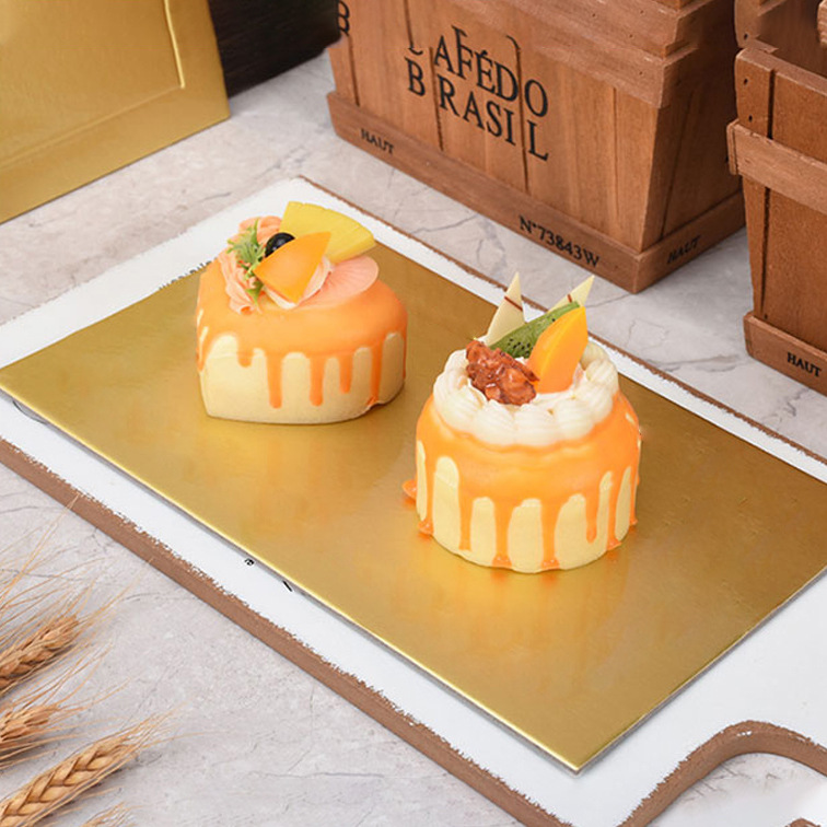 Hornear tarjeta de oro rectangular almohadilla de papel soporte inferior de la torta engrosada mousse de cartón embalaje de la torta de la bandeja de la Junta almohadilla de la torta